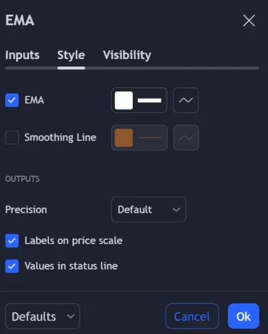 Settings of EMA